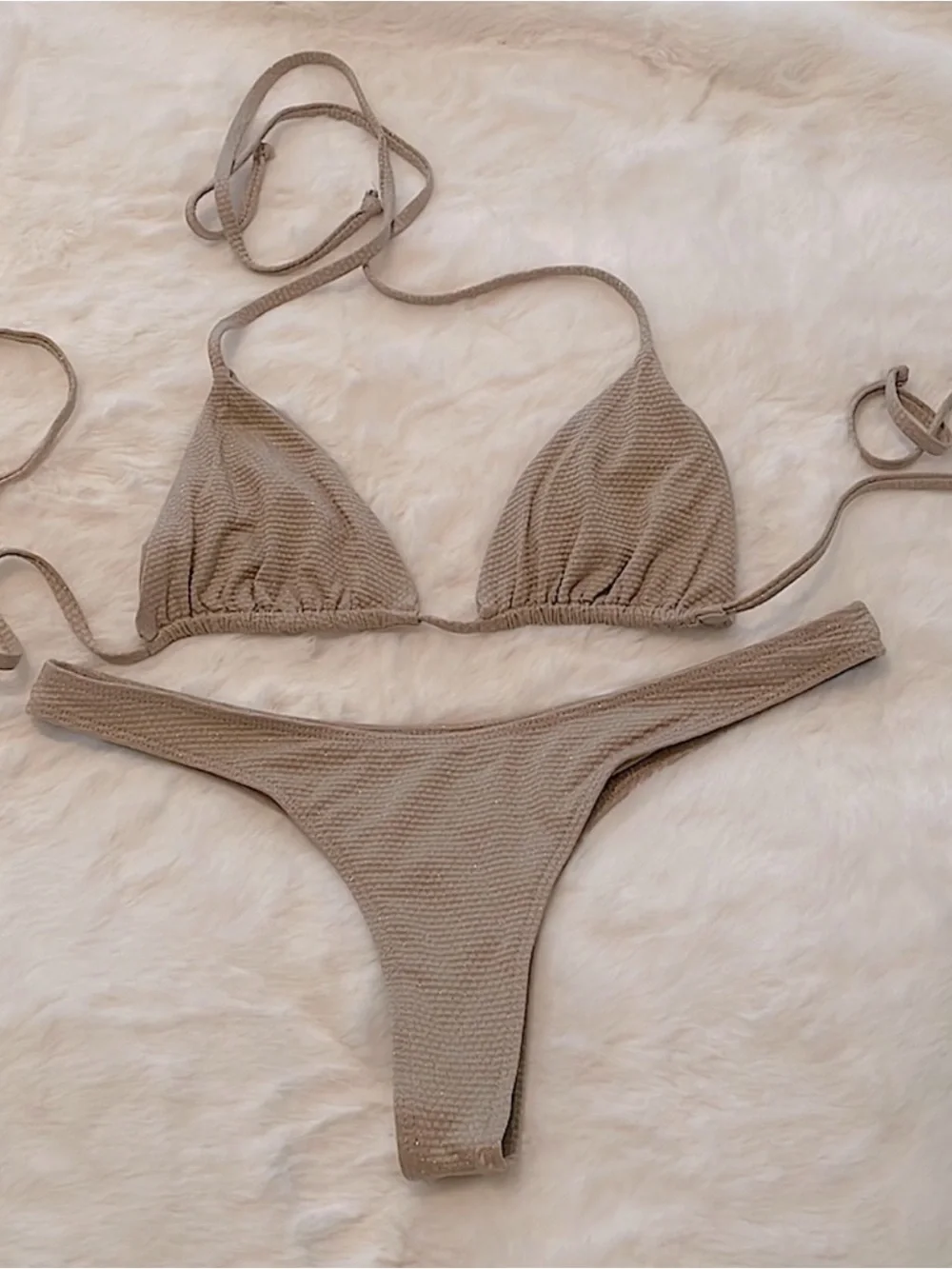 Frankie’s bikinis nude shimmer bikini set
